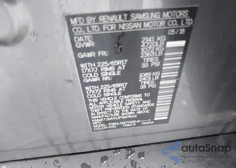 2018 Nissan Rogue Sv z USA, uszkodzony, nr VIN KNMAT2MV0JP597642